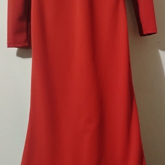 Lulu's Red Pleated Long Sleeve Sheath Dress - Picture 6 of 8
